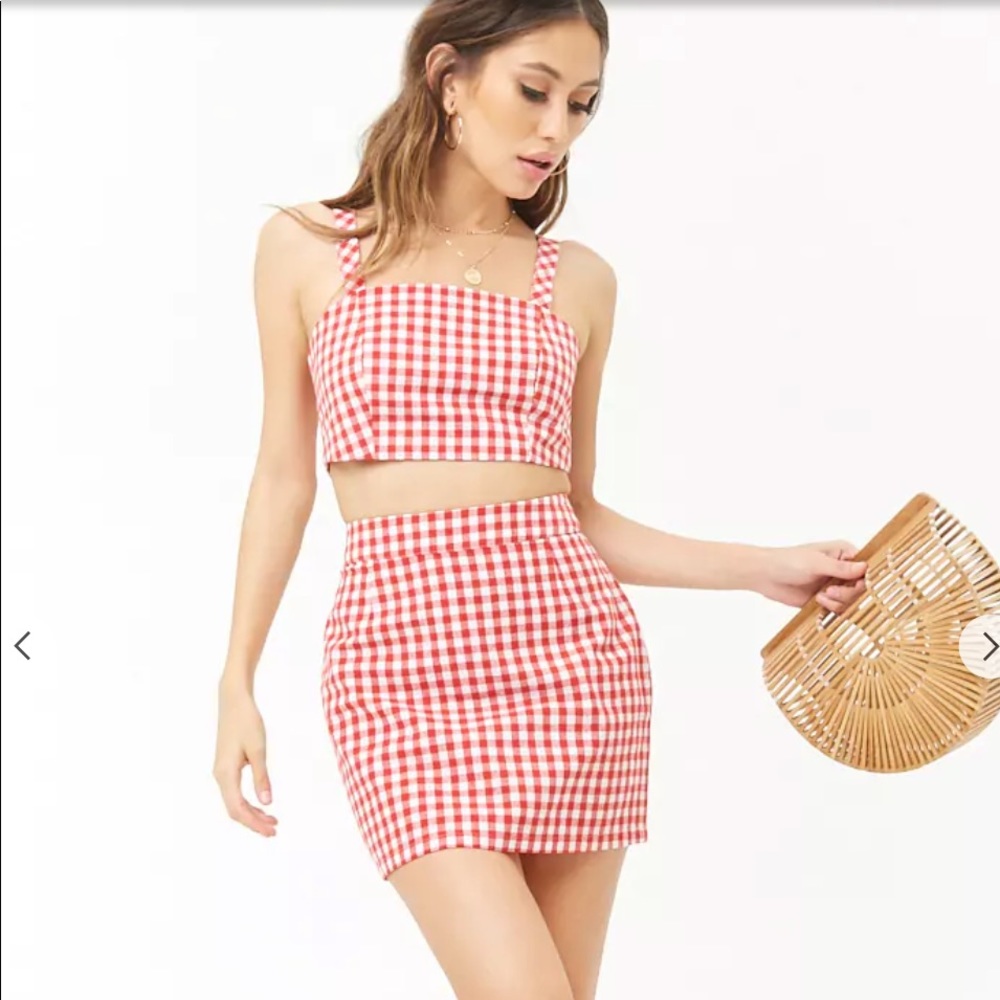 Red gingham skirt
